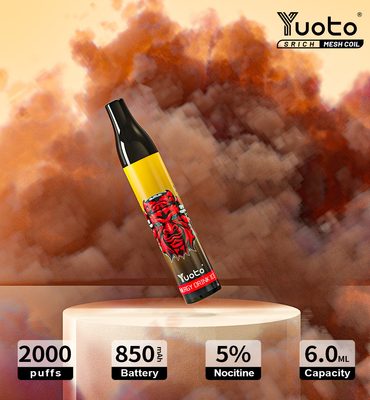 普及したYuoto 2000は使い捨て可能なvapeの網のコイル6ml Eジュース850mAhのEタバコのVapeのペンVapeの吹く