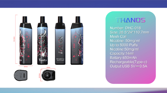 2022 新着使い捨て蒸気を吸い込む電子 Cigarette14ml E-Liquid 650mAh バッテリーグレープアイスパフディストリビューター