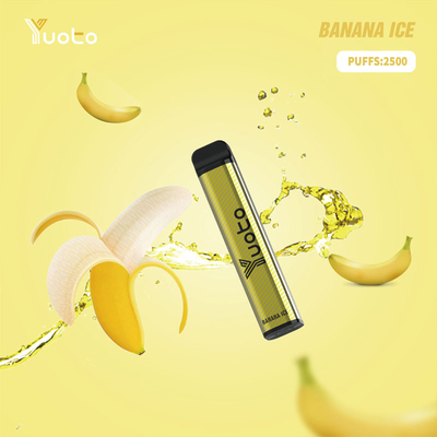 Yuoto XXL 2500 Puffs 使い捨て 1200mAh バッテリー 7.0ml Ejuice バナナ アイス フレーバー インド用