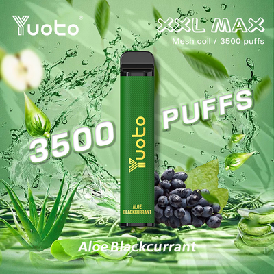 アロエ カシス風味 Yuoto xxl 最大 3500 パフ使い捨て蒸気を吸い込むパフ バー メッシュ コイル レザー表面 9 ミリリットル