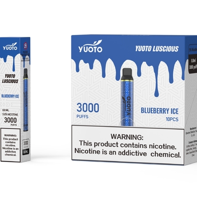 新しいタイプの電子タバコ Yuoto Vape 3000 パフ ブルーベリー 1350mAh バッテリー 8ml E ジュース