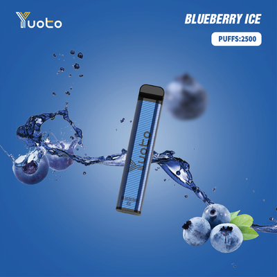 ブルーベリー アイス 使い捨て Vape Yuoto XXL 2500 パフ E シガレット 7ml E-Liquid 1200mAh バッテリー付き