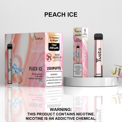 2500 パフ使い捨て可能な Vape ポッド ピーチ フレーバー Yuoto XXL コイル 7ml Ejuice 1200mAh バッテリー中国工場から