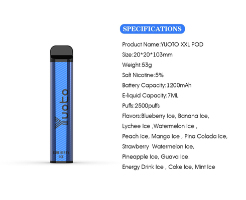 セリウムのRoHS Yuoto使い捨て可能なVapeのペン2500のパフ7.0Mlジュース容量のマンゴの味