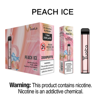 5% Nic使い捨て可能なVapeのポッド2500のパフのモモの氷Yuoto XXL 7.0ml Ejuice