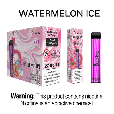 Yuoto元のXXL使い捨て可能なVapeのポッド2500のパフのスイカの氷5% Nic 1200mAh電池