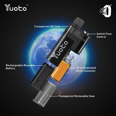 メッシュコイル YUOTO 一回使用型vape 調整可能な空気流 ニコチン強度 0% 2% 5%