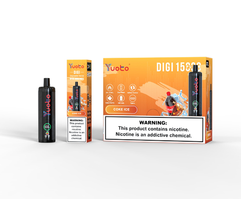再充電可能なYuoto DIGI 15000 パフ ダブルメッシュコイル 22味 バッテリーの燃料レベル Ul