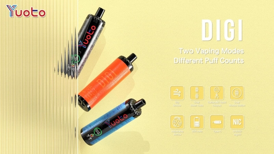 YUOTO 1回使用可能な蒸気 プラスチック AL 双面網コイル 15000パフ 850mAh 調節可能な空気流 23味
