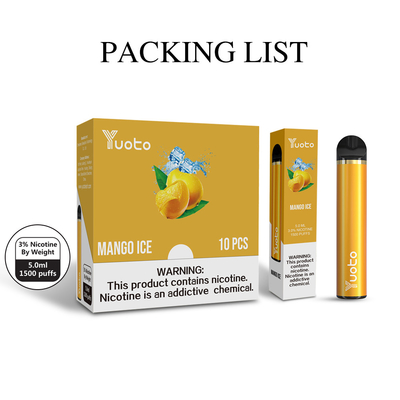 ニコチン5%の使い捨て可能なvapeのペンWholesale E Cigarette YUOTO 1500は6ml Hot中東2% 5% Newで販売する吹く