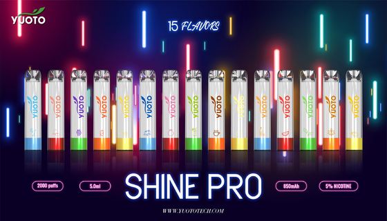 Yuoto Shineプロ2000年のPuffs Vape 15 Flavors With 5ML E Juice Capacity