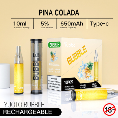 非Yuotoの泡4000puffs 650 mah 10ml網のコイルの使い捨て可能で再充電可能なvapeの分離のpinaのcoladaのecigの蒸気