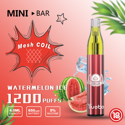 YUOTOのMinibar 1200は使い捨て可能なVape 15の味Eジュース4.0ml電池650mAh吹く