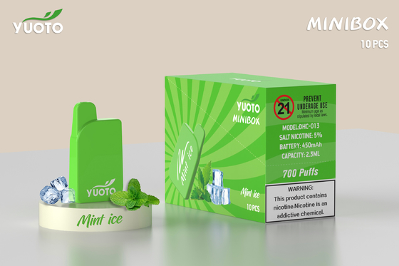 Yuoto小型箱700のパフのVapeの使い捨て可能な15味電池450mAh Eジュース2.3ml