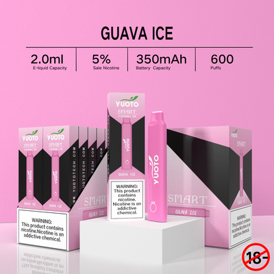 Yuotoのスマートで使い捨て可能なポッド システムGuavaを煙らすことへのVaperは600のパフを12色凍らす
