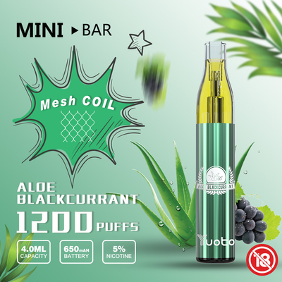 YuotoのMiniBar 1200のパフの使い捨て可能なVape 15flavor Eジュース4.0ml電池650mAh
