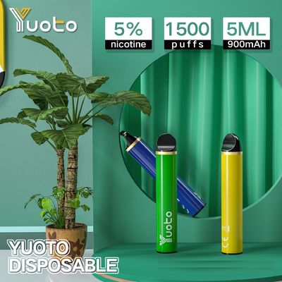 Yuoto 5の1500puffs使い捨て可能なvapes 5ml 5%のニコチンe液体900mah