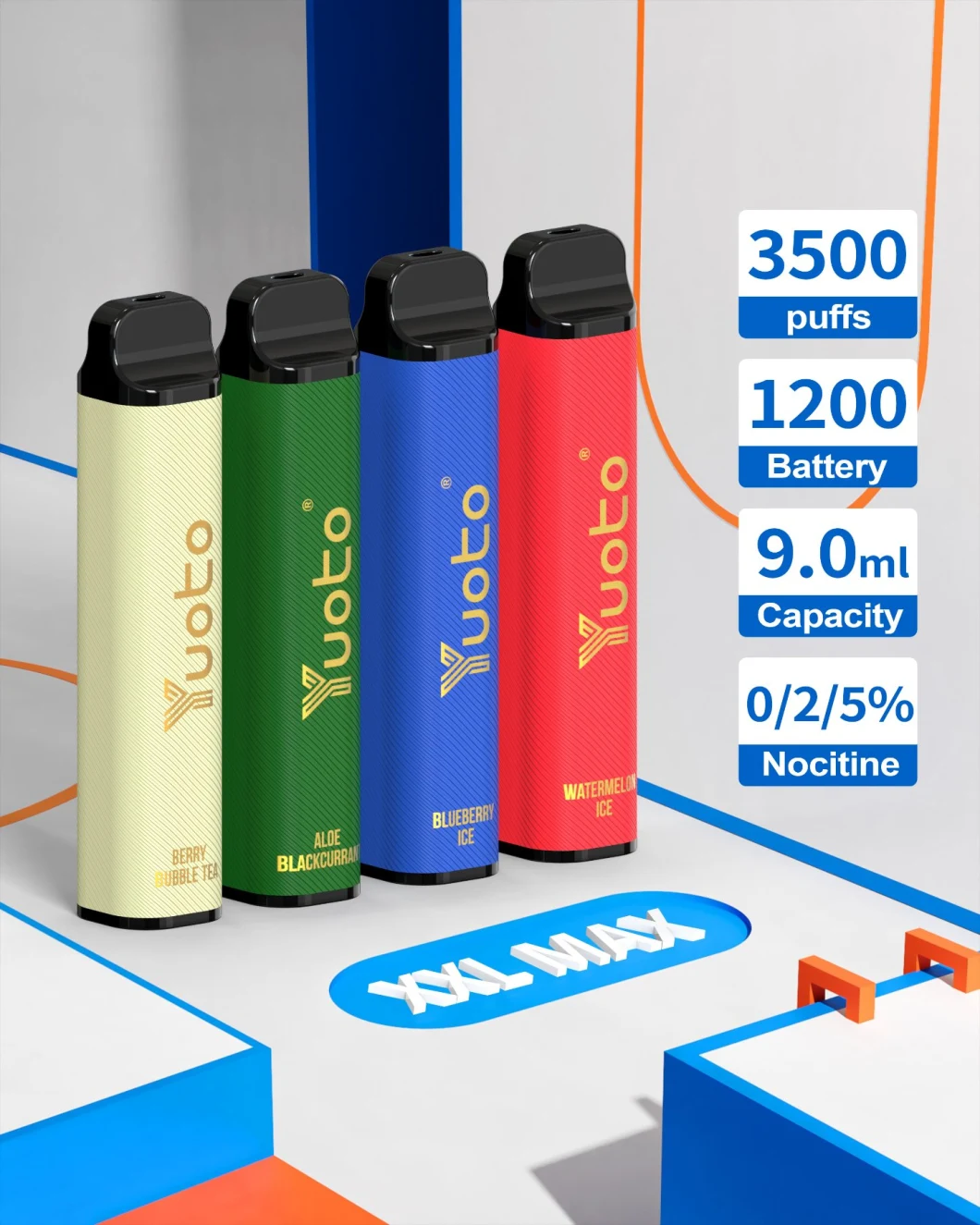 ロシアはYuoto最も熱い販売のXXLの最高の3500のパフ コイルの革表面9ml卸し売り使い捨て可能な卸売I Vapeを一致させる